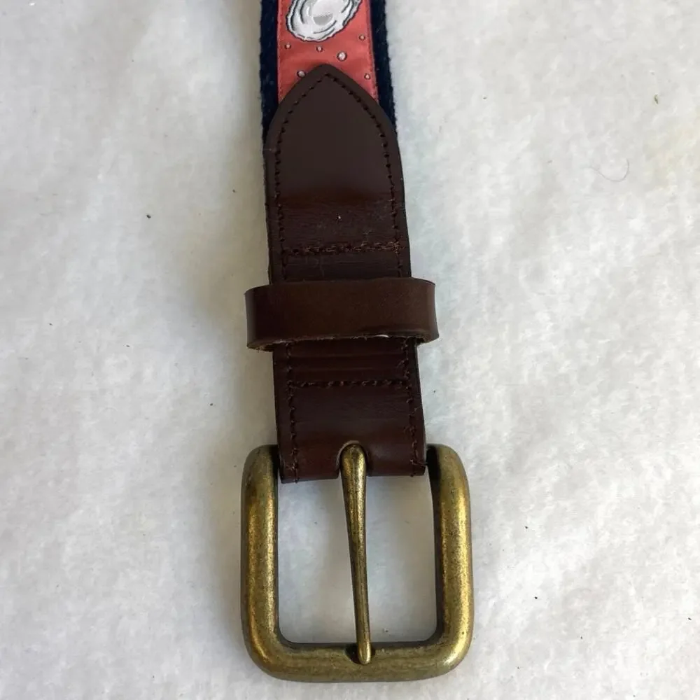 Brown Leather and Red Patterned Men’s Belt